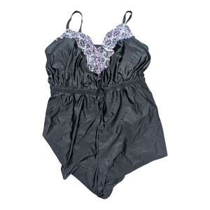 Swim by Cacique Black Romper One Piece Suit Size 20 Beach Vacation Resortwear